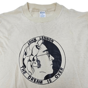 Ched Vintage John Lennon T Shirt 80s Made USA Beatles Music Dream Is Over Script